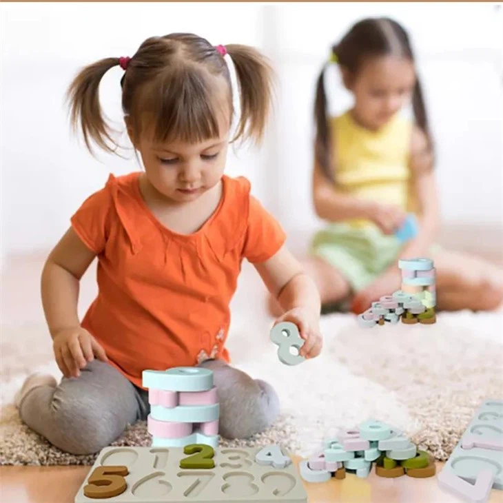 Silicone Kids Baby Montessori Toy Number Board 3D Jigsaw Puzzles Educational Sensory Toys